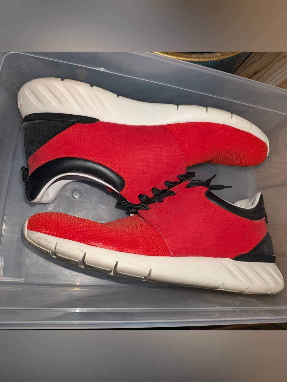 Louis Vuitton White & Red Low-Top Leather Sneaker